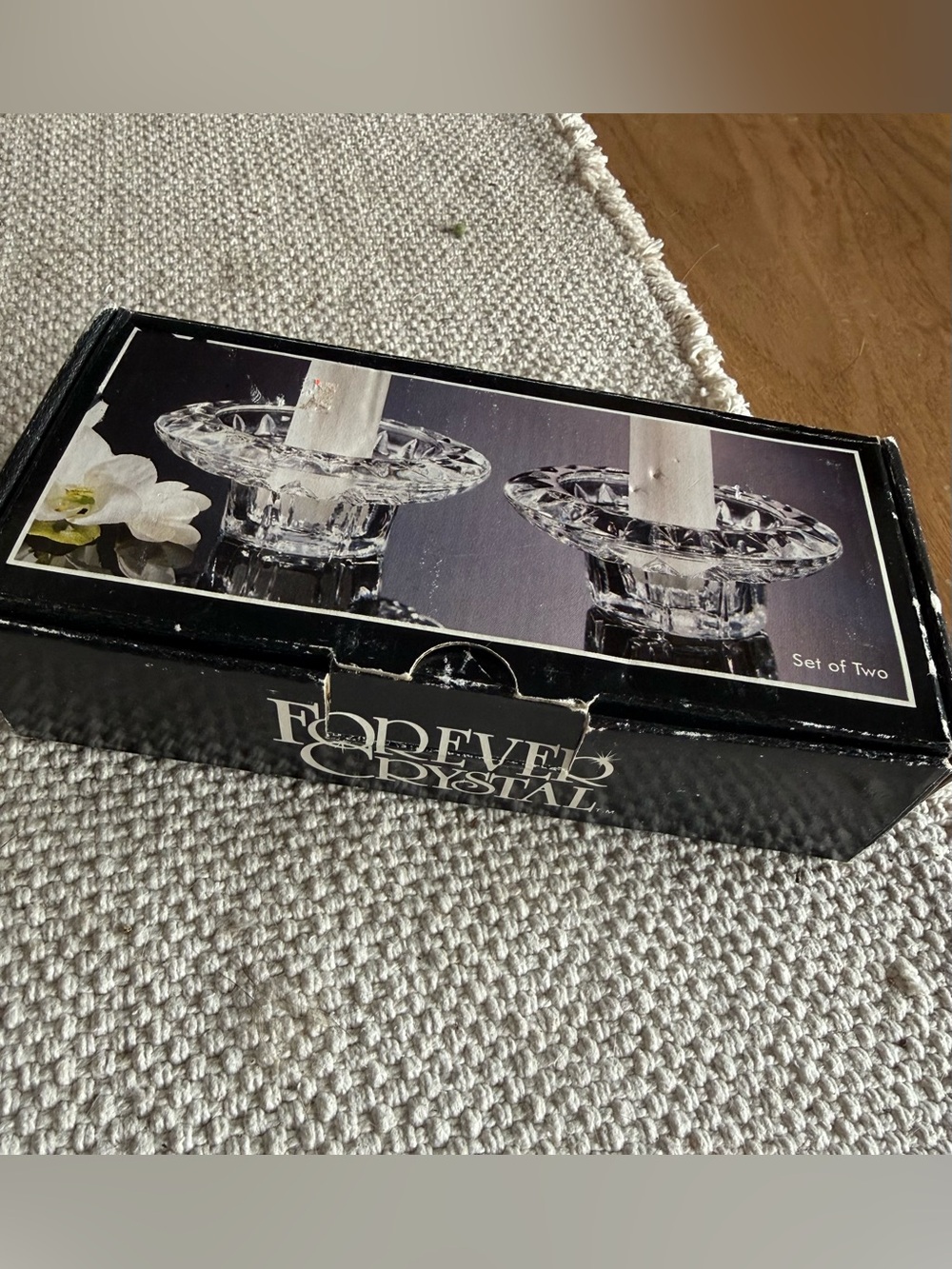 Forever Crystal Candle Holder New in Box Set of Two
